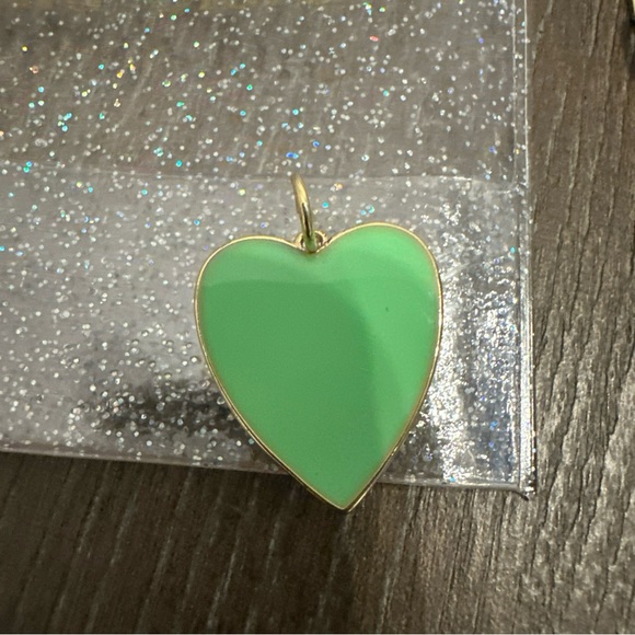 Melania Clara 18K Gold Plated Crown Clasp/Green Enamel Heart Pendant Necklace - Picture 8 of 9